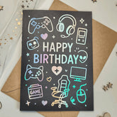 Gamer Birthday Card with Holographic Foil - Greeting Card